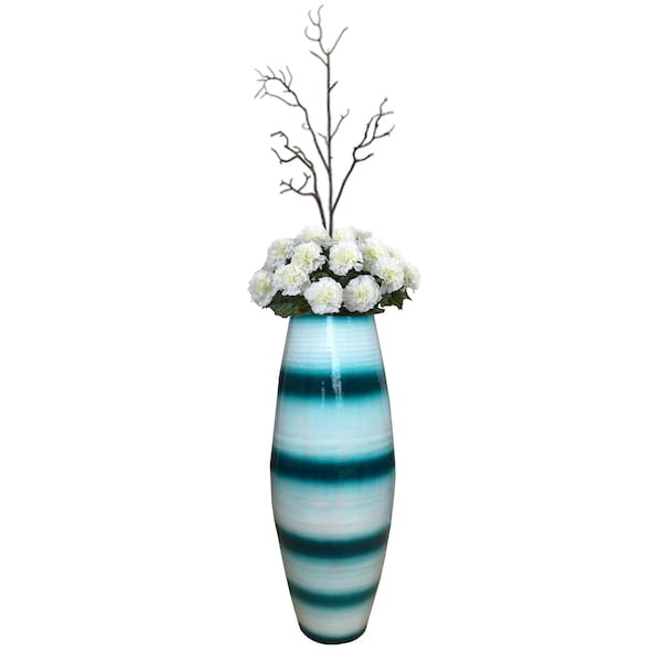 Uniquewise Bamboo Cylinder Floor Vase-Handcrafted Tall Decorative Vase-Ideal for Dining Room, Living Room, 16.5", Blue QI003245.MC.S - main
